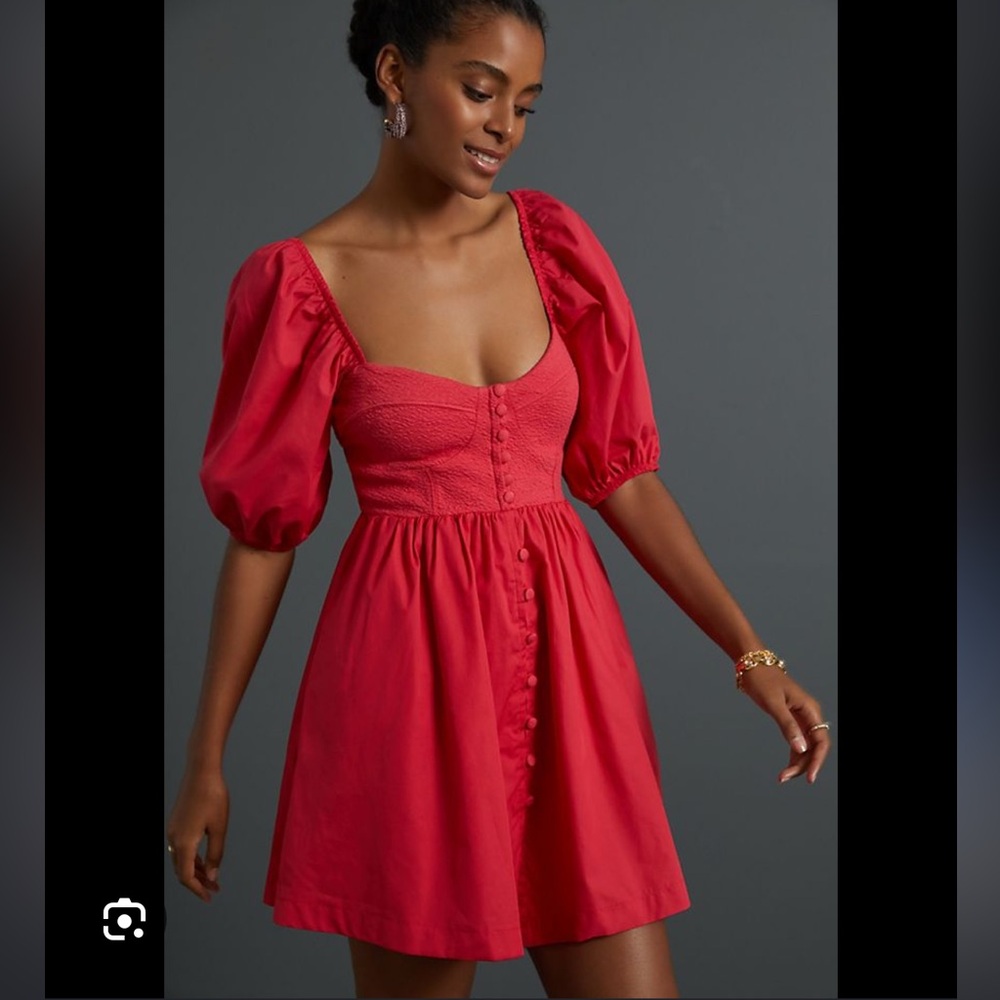 Anthropologie Maeve Hot Pink Textured Button Top